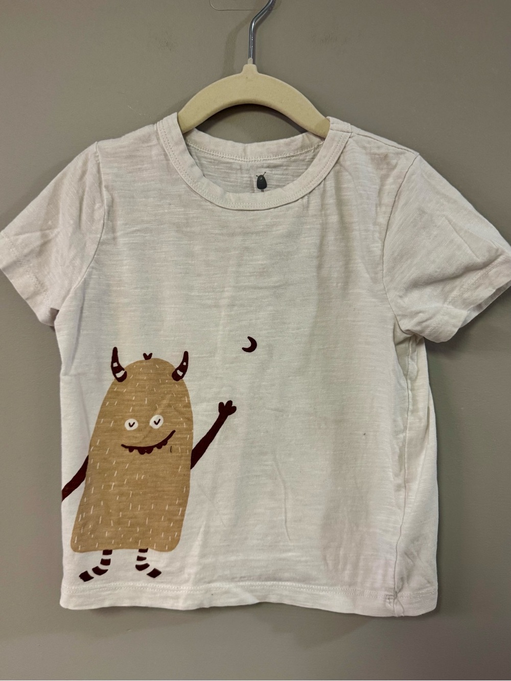 Kids Off-White Short-Sleeve Tee with Friendly Monster Graphic